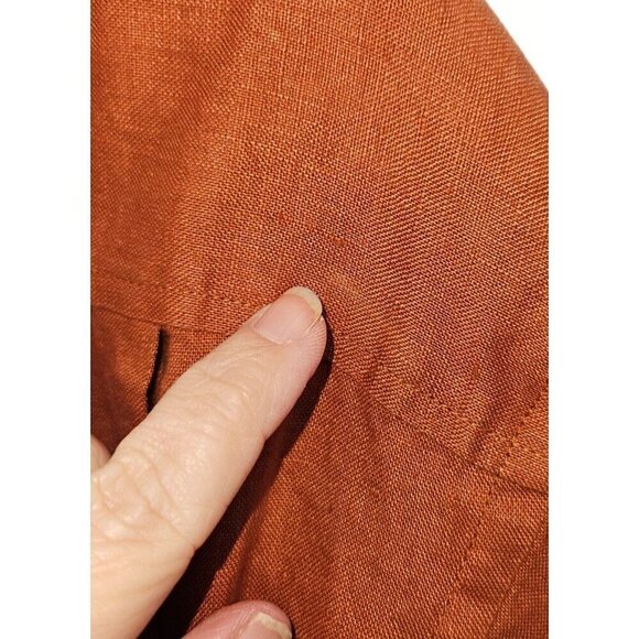Joseph & Feiss Mens Sz L Linen Button Up Shirt Shirts Short Sleeve Rust Brown - Picture 8 of 9